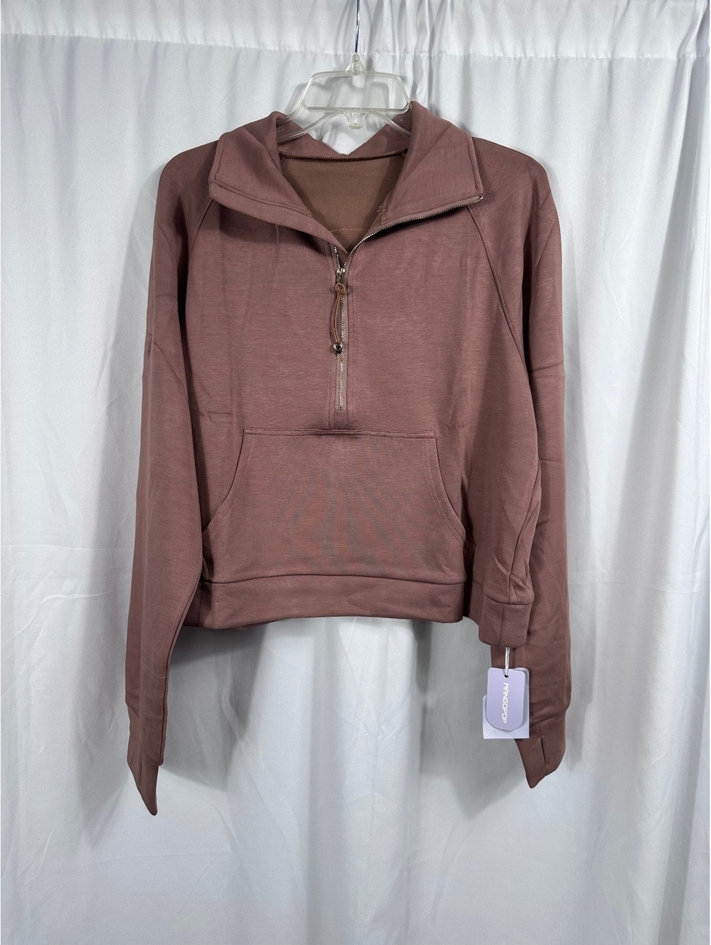 MANGOpop Women's XL Half-Zip Pullover Sweatshirt with Thumb Holes - [COPY]